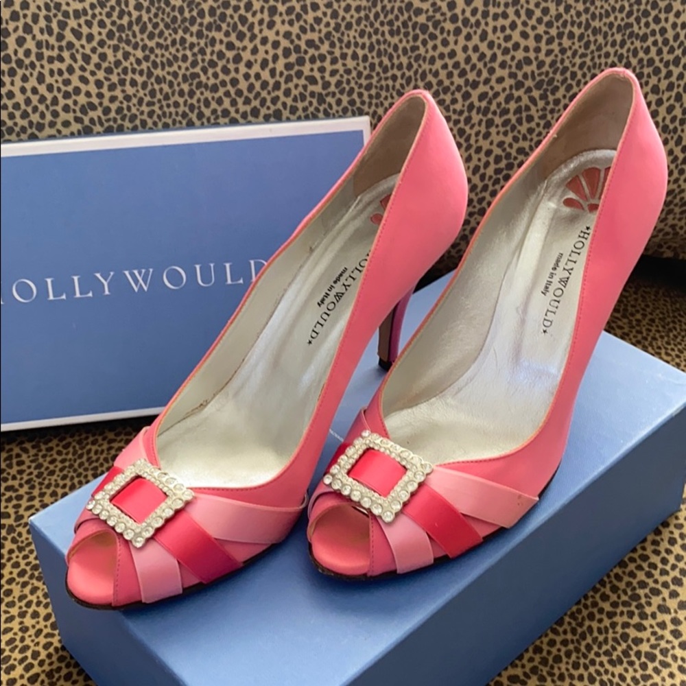 Pink Satan Gloria Hollywould peep toe Pumps
